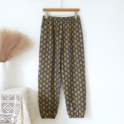 Pantaloni subțiri de ținută de lounge, imprimare, pentru femei, pentru partea de jos, din tifon, din bumbac, îmbrăcăminte de casă, pijama de modă, pantaloni lungi 2023, primăvară vară