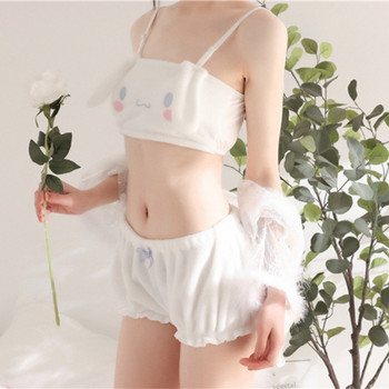 Γυναικεία Kawaii Anime βελούδινα πιτζάμες Sweet Bunny Ears Velvet Tube Top Bra Bloomers Sleepwear Cosplay εσώρουχα