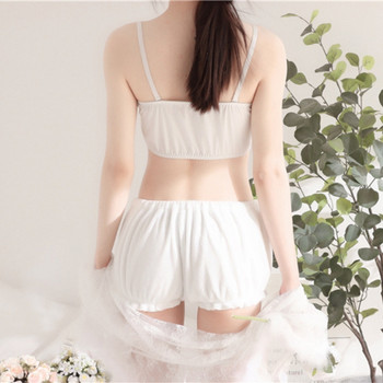 Γυναικεία Kawaii Anime βελούδινα πιτζάμες Sweet Bunny Ears Velvet Tube Top Bra Bloomers Sleepwear Cosplay εσώρουχα