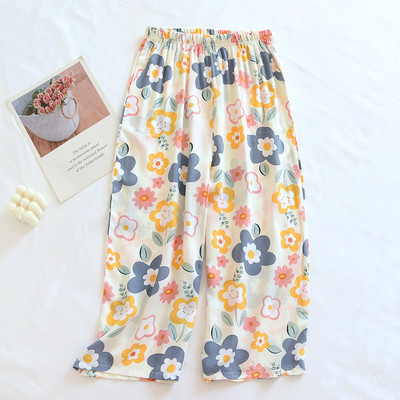 Καλοκαιρινό νέο γυναικείο φλοράλ με στάμπα Sleep Bottoms Casual Loose Pajama Παντελόνι 2023 Loungear Ψηλόμεση Πιτζάμες ύπνου