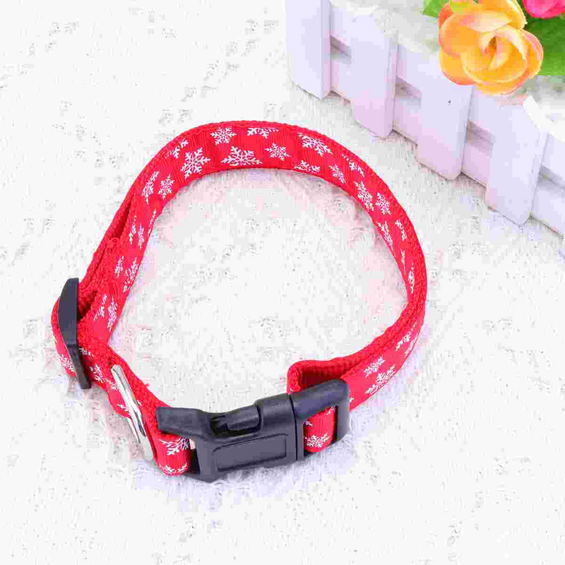 Guler pentru animale de companie imprimat de Crăciun Inel de gât din nailon pentru animale de companie Articole practice pentru animale de companie pentru cățeluș (zăpadă, roșu, mărime XL)