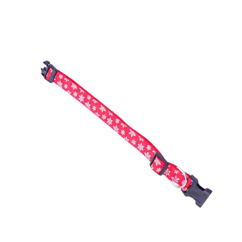 Guler pentru animale de companie imprimat de Crăciun Inel de gât din nailon pentru animale de companie Articole practice pentru animale de companie pentru cățeluș (zăpadă, roșu, mărime XL)