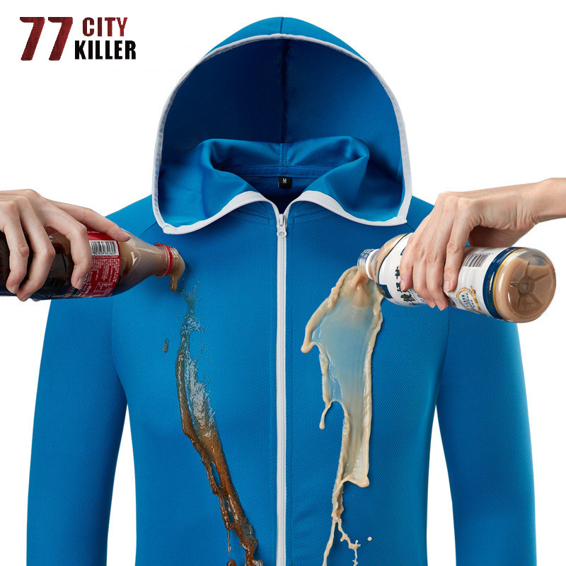 77City Killer Νέο καλοκαιρινό αδιάβροχο ανδρικό μπουφάν με κουκούλα Μαλακό, γρήγορο στέγνωμα, αναπνεύσιμο μπουφάν Λεπτά ελαφριά ανδρικά μπουφάν