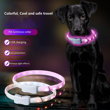 LED λαμπερό κολάρο σκύλου Νυχτερινό αντι-χαμένο λουρί φωτιστικού σκύλου Αδιάβροχο κοπτικό κολάρο σκύλου Προϊόντα αξεσουάρ