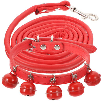 Каишка за каишка с въже за дърпане на нашийник за котка и куче със звънец за ежедневна употреба (розово M)