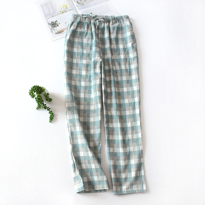 Fdfklak Γυναικείο Παντελόνι Σπίτι Sleep Bottoms Βαμβακερό καρό μακρύ παντελόνι πιτζάμα Άνοιξη καλοκαίρι Νέο ζευγάρι παντελόνι πιτζάμα