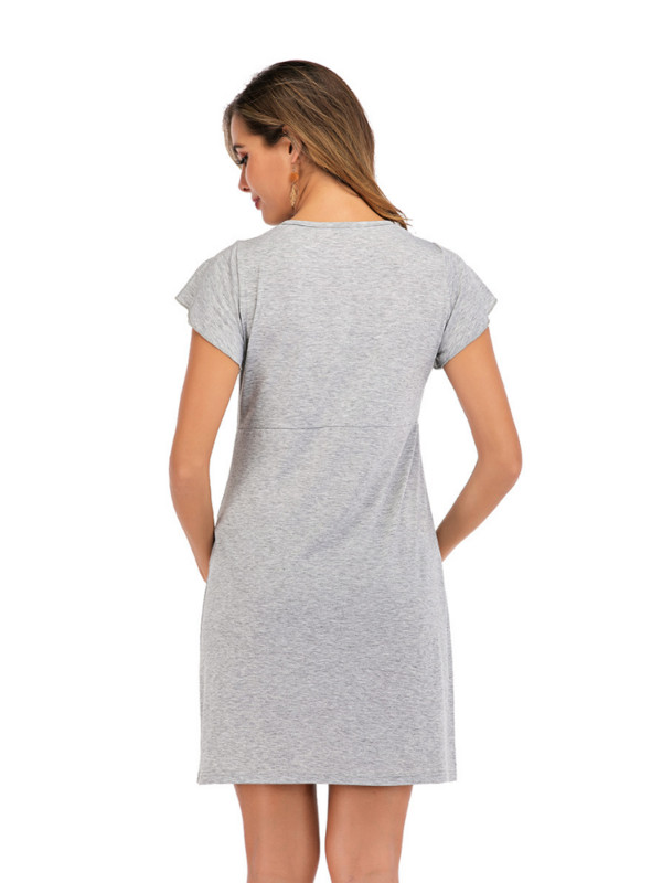 Φόρεμα εγκυμοσύνης για νοσοκομειακό νυχτικό Νυχτικό για έγκυες γυναίκες Νοσηλευτικό Νυχτικό Πυτζάμα Δαντέλα Πυζά Φόρεμα θηλασμού Κοντό μανίκι