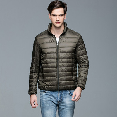 Meeste kerge sulejope, 2023. aasta kevad, uus meeste kerge veekindel pakendatav pufferjope, krae, sulgedega mantlid