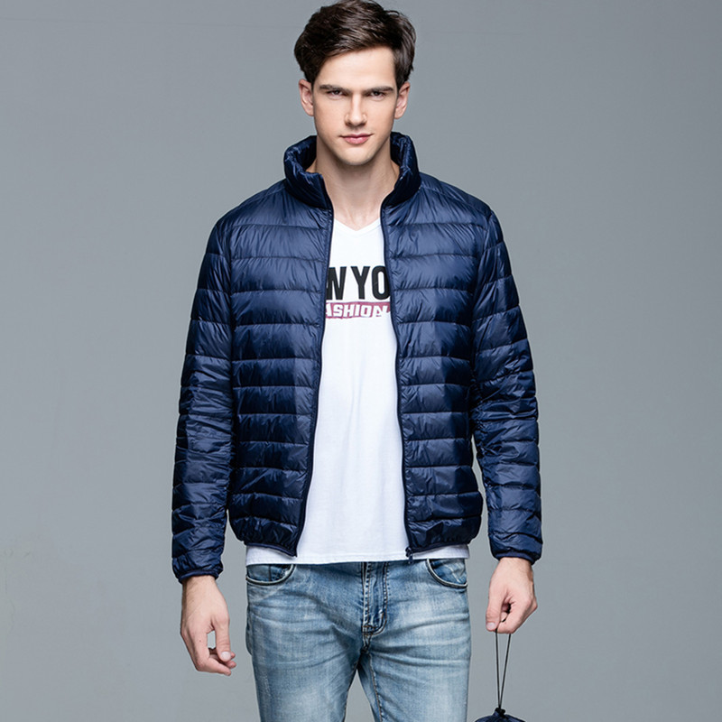 Meeste kerge sulejope, 2023. aasta kevad, uus meeste kerge veekindel pakendatav pufferjope, krae, sulgedega mantlid