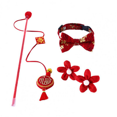 3 τεμάχια/Σετ κολάρο γάτας Holiday Dress Up Διαδραστικό παιχνίδι παιχνιδιών Πρωτοχρονιάτικο Σετ περιλαίμιου κατοικίδιων ζώων Συνδυαστικό σετ βραχιολίου