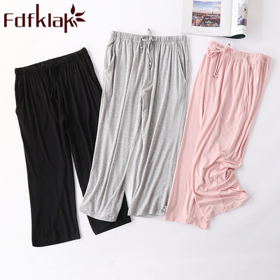 Fdfklak Pantaloni de dormit modal pentru femei Pantaloni de pijama Primăvara vară Pantaloni de lenjerie de dormit noi roz/negru Îmbrăcăminte de lounge