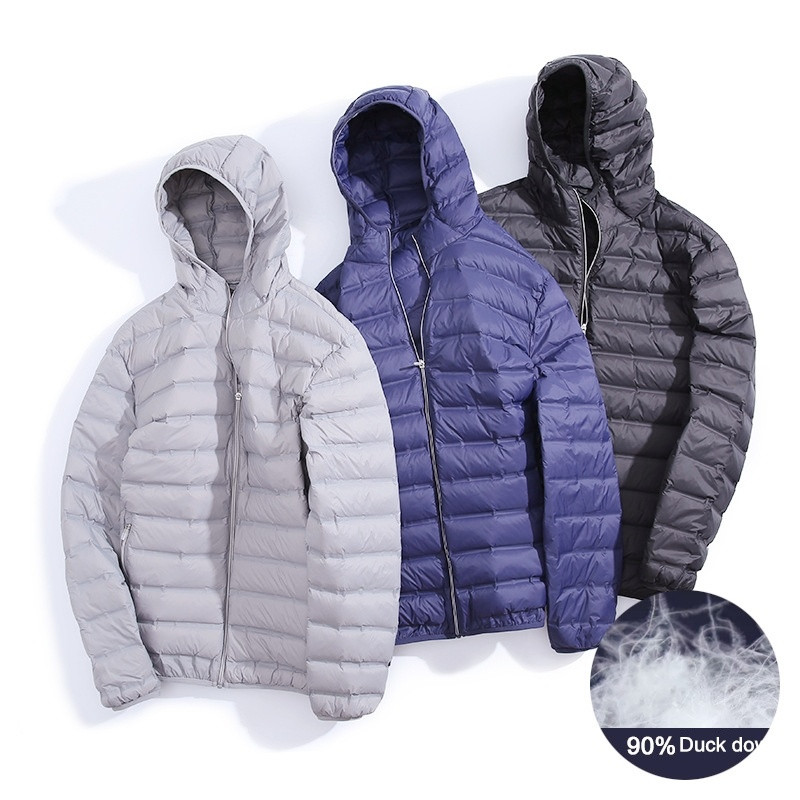 Ελαφρύ μπουφάν κατά του πιτσιλίσματος 90% White Duck Down Ανδρική κουκούλα με κουκούλα στο νερό και τον άνεμο Παλτό Keep Warm Down 5XL 6XL