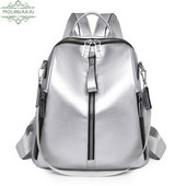 Luksuzni dizajnerski ženski ruksaci s više patentnih zatvarača Ženska školska torba Srebrna visokokvalitetna mekana koža Ruksaci za djevojčice na jedno rame