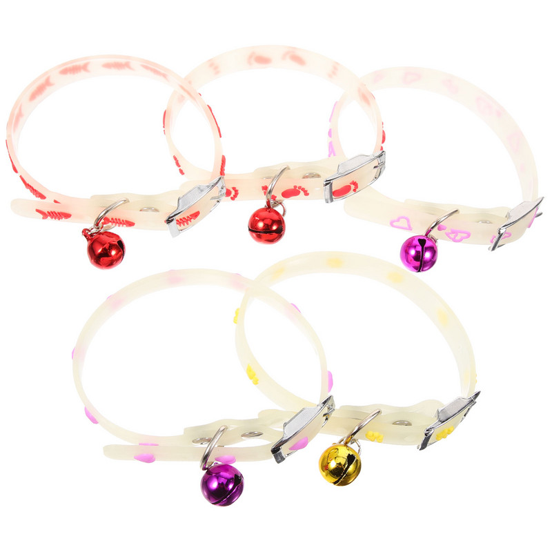 5 τμχ Αντι-χαμένο κολάρο κατοικίδιων Λεπτό αξεσουάρ για σκύλους εξωτερικού χώρου Κοκκάλια ψαριών Αρσενικές γάτες Glow The Dark Διακοσμητικό μωρό