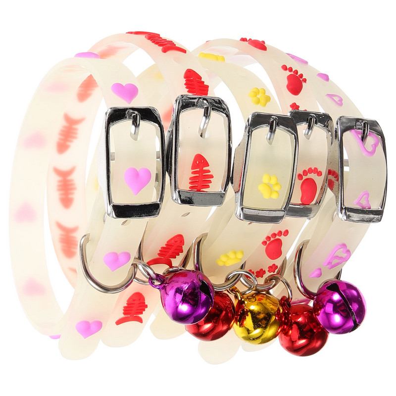 5 τμχ Αντι-χαμένο κολάρο κατοικίδιων Λεπτό αξεσουάρ για σκύλους εξωτερικού χώρου Κοκκάλια ψαριών Αρσενικές γάτες Glow The Dark Διακοσμητικό μωρό