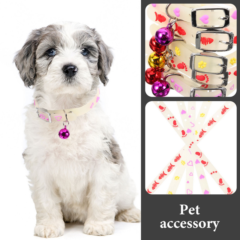 5 τμχ Αντι-χαμένο κολάρο κατοικίδιων Λεπτό αξεσουάρ για σκύλους εξωτερικού χώρου Κοκκάλια ψαριών Αρσενικές γάτες Glow The Dark Διακοσμητικό μωρό