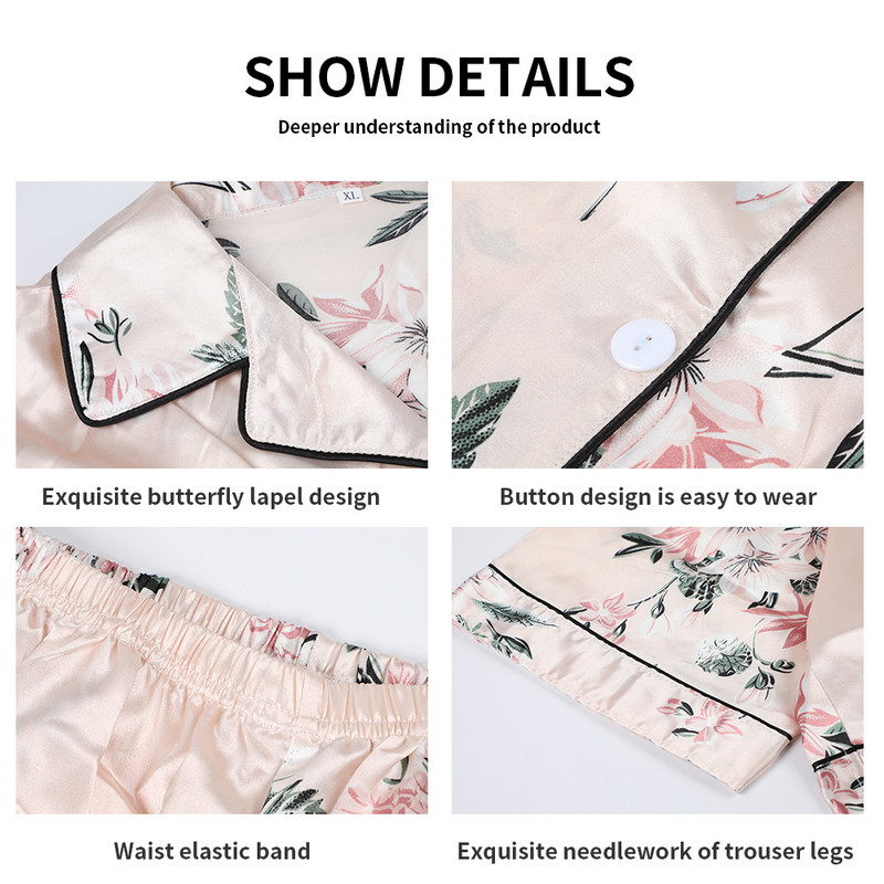 Naiste pidžaamakomplekt Talve pikkade varrukatega Mujer Pidžaama Nuisette Seksikas pesu Öörõivad siidist satiinist pidžaama pjs ülikond 2tk