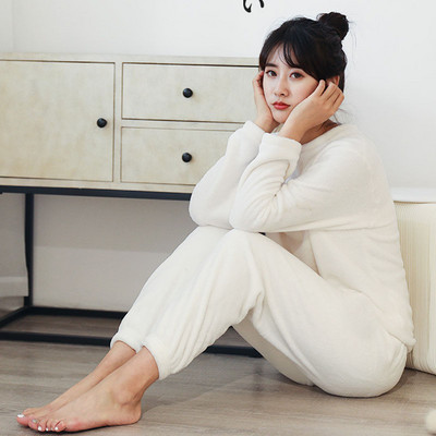 Set de pijamale de flanel de iarnă pentru femei, pijamale de fleece, haine de dormit, haine de acasă, groase, calde, din catifea, costum pentru femei, hanorac de toamnă, pijama pentru femei