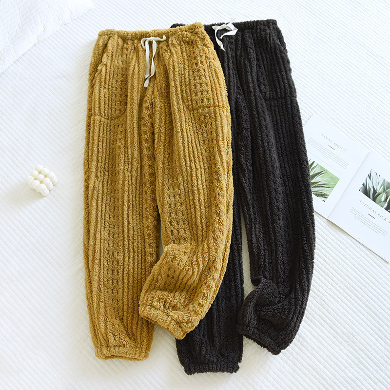 Téli meleg hálóruha Női nadrág otthoni ruhák flanel vastagított meleg pár pizsama nadrág laza nappali viselet