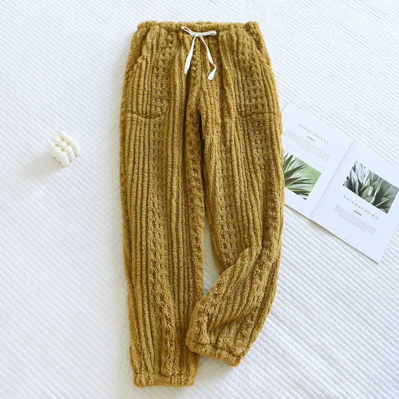 Téli meleg hálóruha Női nadrág otthoni ruhák flanel vastagított meleg pár pizsama nadrág laza nappali viselet