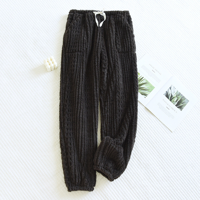 Téli meleg hálóruha Női nadrág otthoni ruhák flanel vastagított meleg pár pizsama nadrág laza nappali viselet