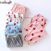 Fdfklak 2020 Φθινόπωρο Χειμώνας Νέα Παντελόνια Πυτζάμες Φανέλ Γυναικεία Παντελόνια Πιτζάμα Sleep Sleep Παντελόνι Lounge Φορέστε Γυναικείες Πυτζάμες με Παντελόνι