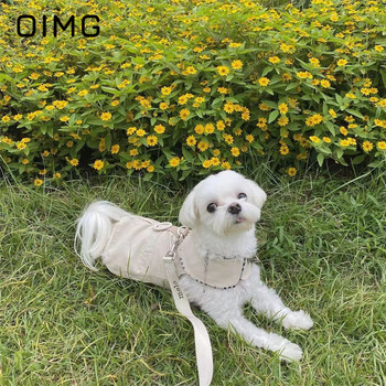 OIMG Φθινοπωρινό Χειμώνας Μικρά σκυλιά Ανεμοδράστη Καρό Ρούχα με Σχοινί Έλξη Pet Tank Top Maltese Teddy Schnauzer Coat