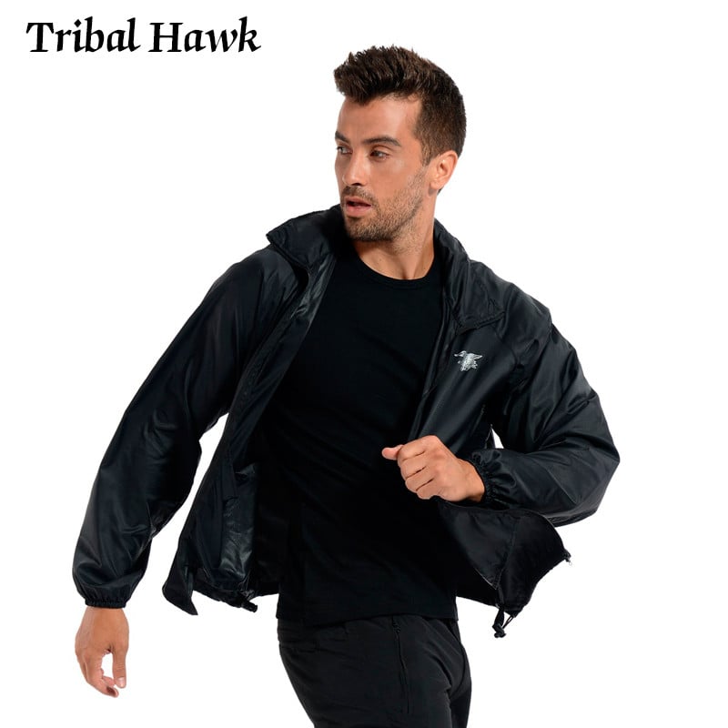 Nyári taktikai terepkabát férfi vízálló vékony kapucnis esőkabát széldzseki katonai sötétkék pecsét könnyű bőrkabát S-4XL