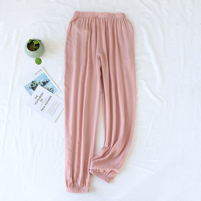 Fdfklak ühevärvilised õhukesed magamispüksid paarid, põhjaga kevadsuvi puuvillane mugav pehme pidžaama magamisriided
