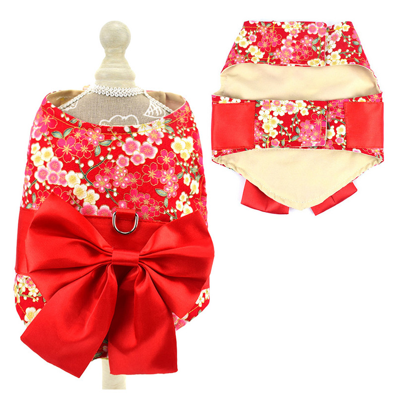 Koeravesti ripatsiga kleit Lemmikloomatarbed Jaapani kimonod Naiste rakmed, reguleeritavad