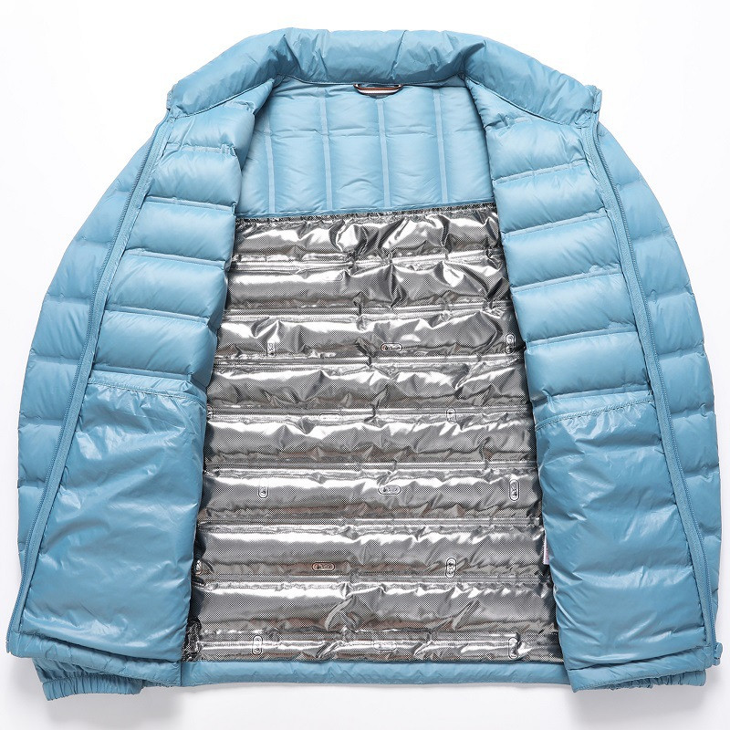 pánska páperová bunda 2023 zima nový štýl pánska luxusná ľahká páperová bunda so stojatým golierom biela husacia páperová ľahká teplá bunda