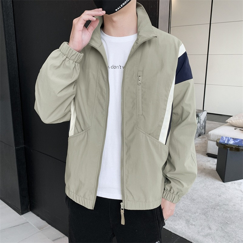 Harajuku Korea stiilis kevadsuvine jakk Meeste HipHop tänavarõivad Värviplokk Bomber Windbreaker Kvaliteetsed Kerged jakid