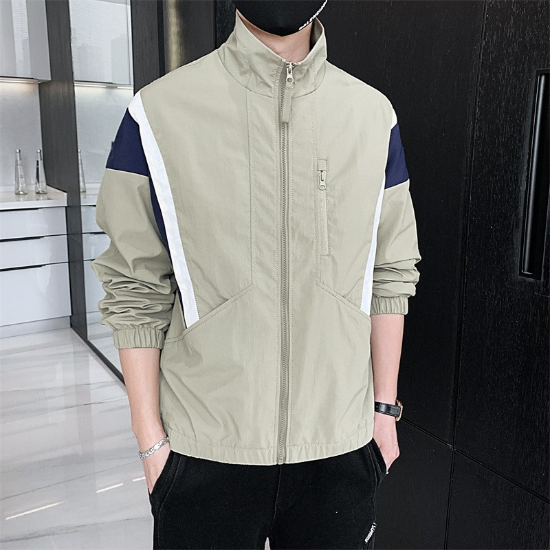 Harajuku Korea stiilis kevadsuvine jakk Meeste HipHop tänavarõivad Värviplokk Bomber Windbreaker Kvaliteetsed Kerged jakid