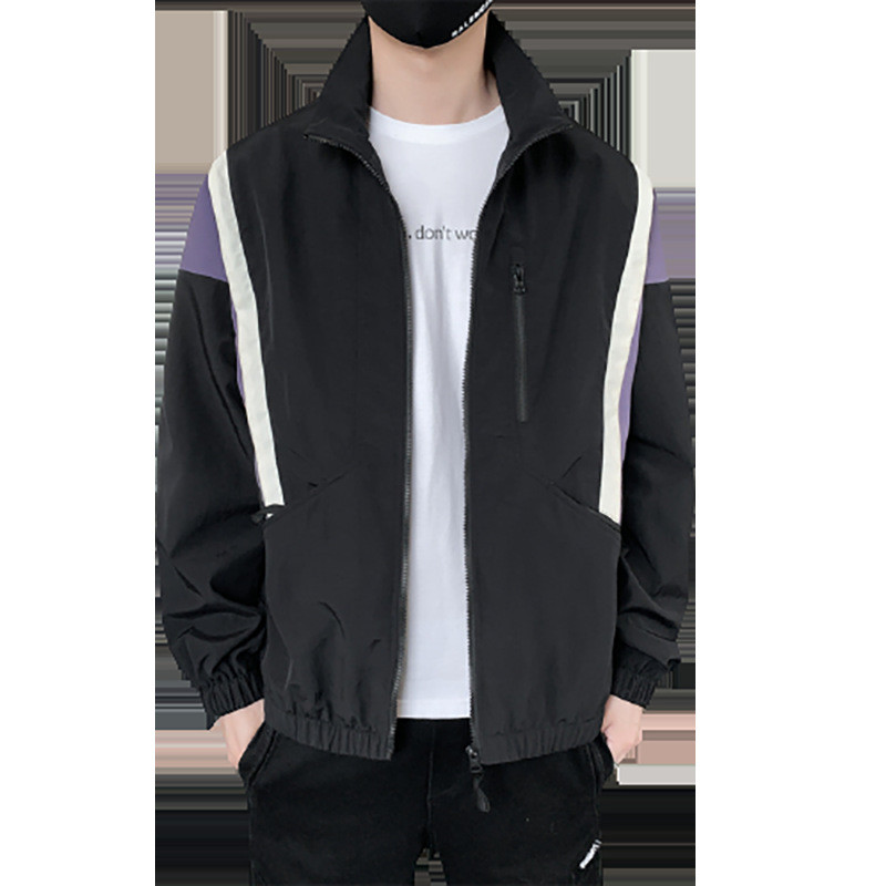 Harajuku Korea stiilis kevadsuvine jakk Meeste HipHop tänavarõivad Värviplokk Bomber Windbreaker Kvaliteetsed Kerged jakid