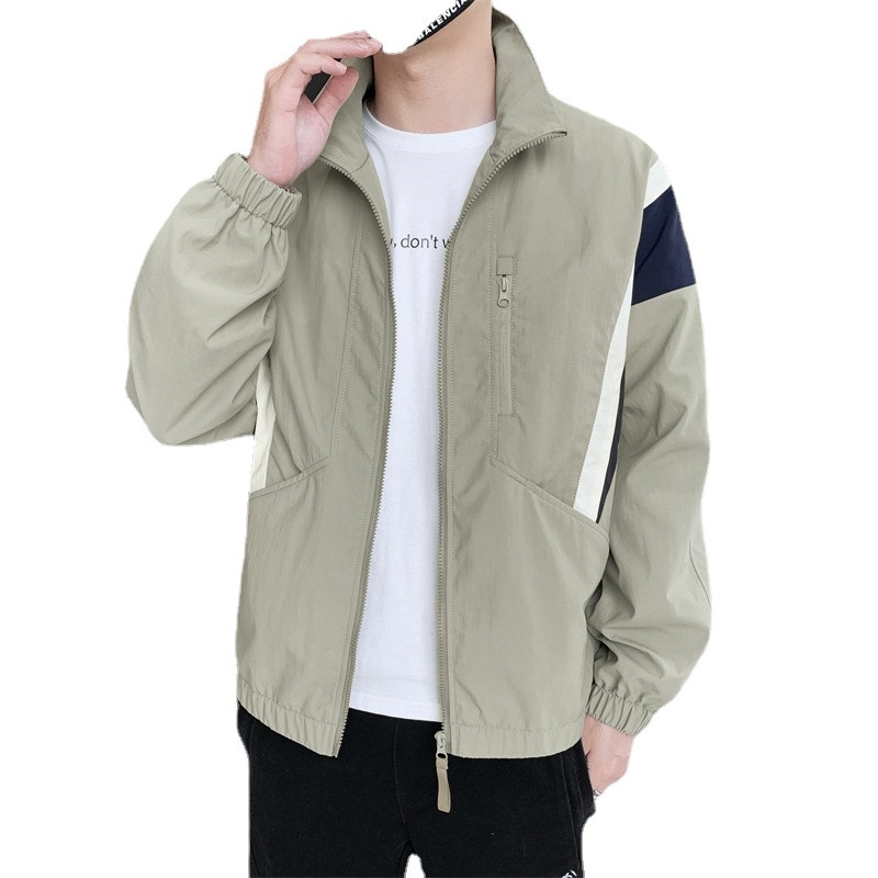 Harajuku Korea stiilis kevadsuvine jakk Meeste HipHop tänavarõivad Värviplokk Bomber Windbreaker Kvaliteetsed Kerged jakid