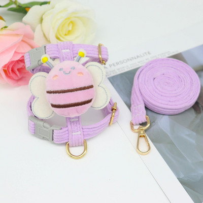 Lemmiklooma kutsika koera rakmed jalutusrihma komplekt Mesilasloomade kujuga koera kassi rakmed Pehmed reguleeritavad õues jalutamise jalutusrihma varustus