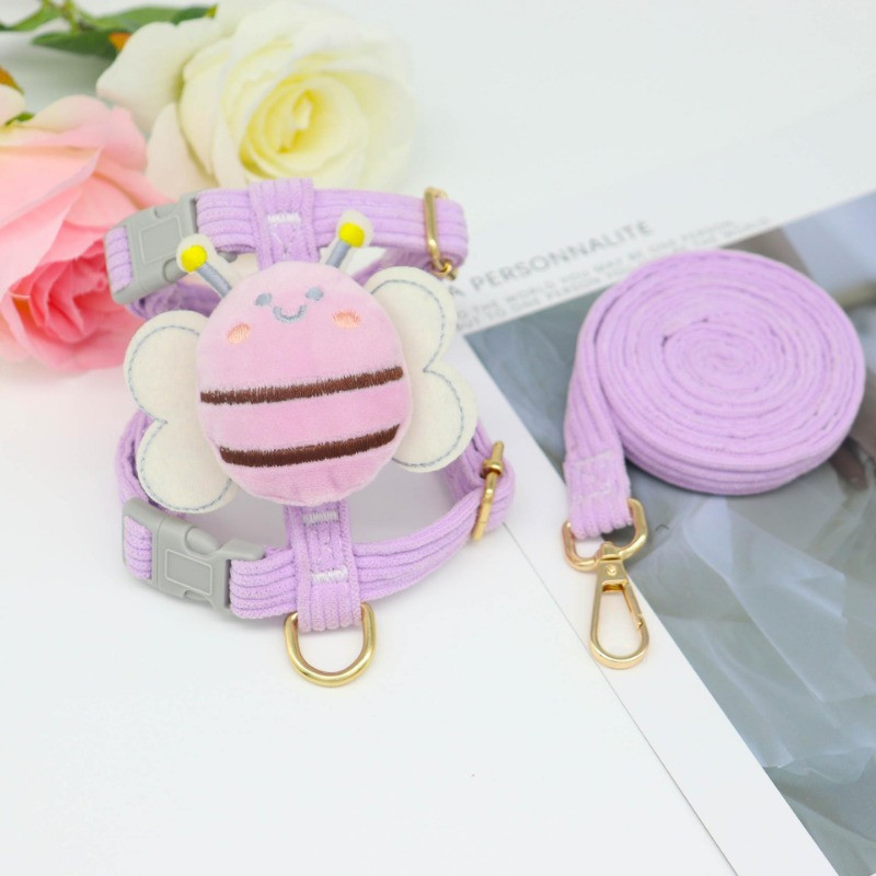 Lemmiklooma kutsika koera rakmed jalutusrihma komplekt Mesilasloomade kujuga koera kassi rakmed Pehmed reguleeritavad õues jalutamise jalutusrihma varustus