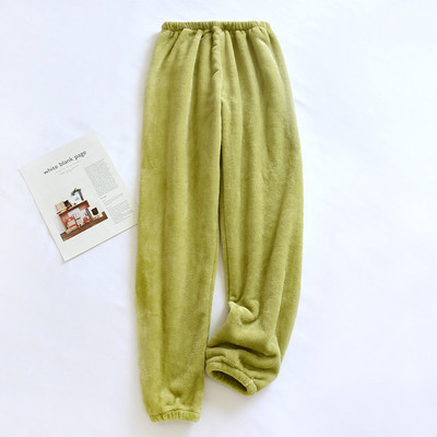 Lenjerie de noapte de iarnă Flanel îngroșat Pijama caldă Haine de acasă pentru femei Îmbrăcăminte de dormit pentru femei Pantaloni de pijama de culoare solidă