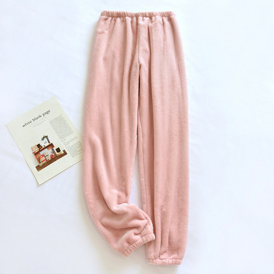 Lenjerie de noapte de iarnă Flanel îngroșat Pijama caldă Haine de acasă pentru femei Îmbrăcăminte de dormit pentru femei Pantaloni de pijama de culoare solidă