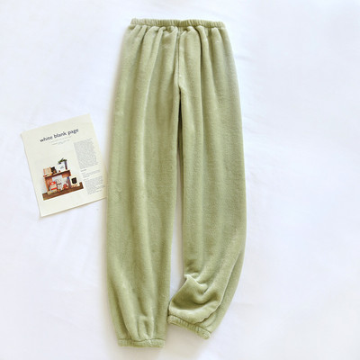 Lenjerie de noapte de iarnă Flanel îngroșat Pijama caldă Haine de acasă pentru femei Îmbrăcăminte de dormit pentru femei Pantaloni de pijama de culoare solidă