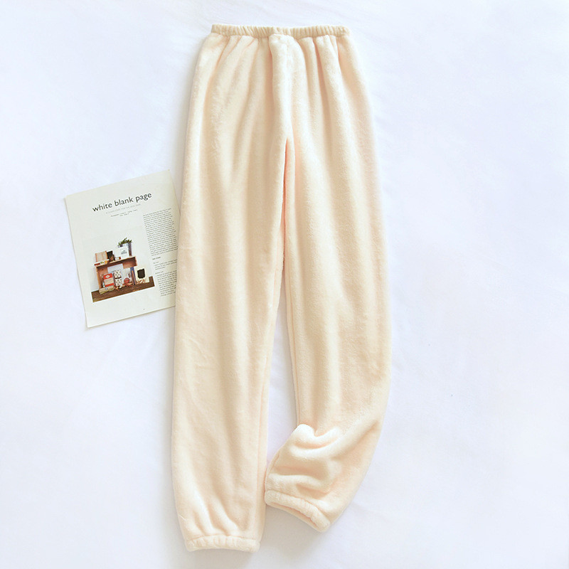 Lenjerie de noapte de iarnă Flanel îngroșat Pijama caldă Haine de acasă pentru femei Îmbrăcăminte de dormit pentru femei Pantaloni de pijama de culoare solidă