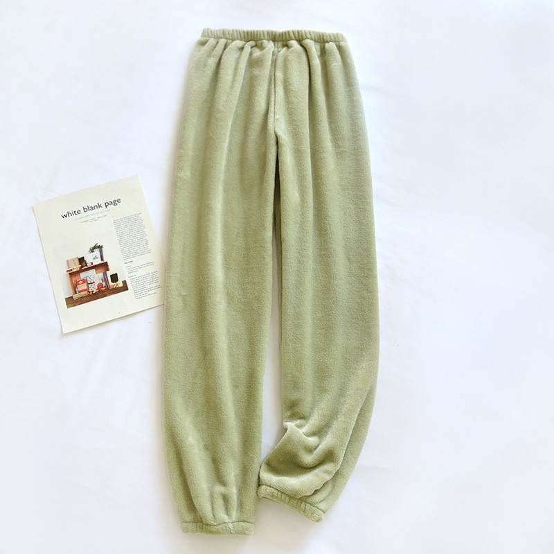 Lenjerie de noapte de iarnă Flanel îngroșat Pijama caldă Haine de acasă pentru femei Îmbrăcăminte de dormit pentru femei Pantaloni de pijama de culoare solidă