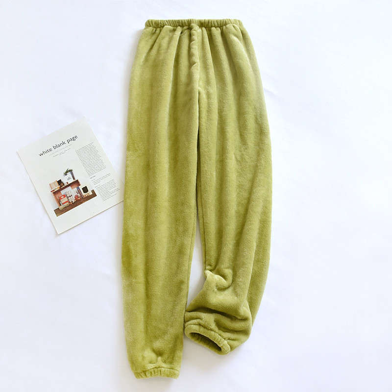 Lenjerie de noapte de iarnă Flanel îngroșat Pijama caldă Haine de acasă pentru femei Îmbrăcăminte de dormit pentru femei Pantaloni de pijama de culoare solidă