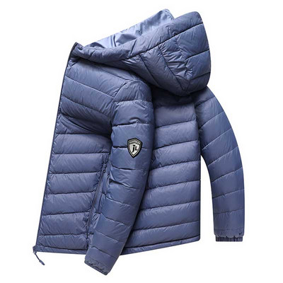 90% Duck Down Winter Meeste Palus paks, soe kapuutsiga Parka Meeste Tuulekindel kerge sulejope meestele Moodne vabaaja mantel meestele