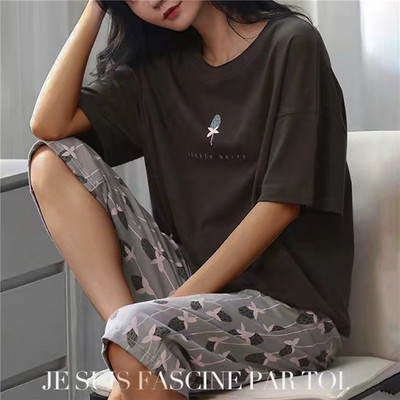 Σετ γυναικείες πιτζάμες καλοκαιρινές πιτζάμες Kawaii πιτζάμες για έφηβες με στρογγυλή λαιμόκοψη Ρούχα για το σπίτι σταδιακή αλλαγή υπνοδωματίων