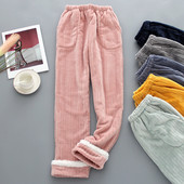 Pantaloni de uz casnic de toamnă și iarnă pentru femei, catifea corai gros, pantaloni de mărime plus pantaloni pantaloni casual pijamale femei