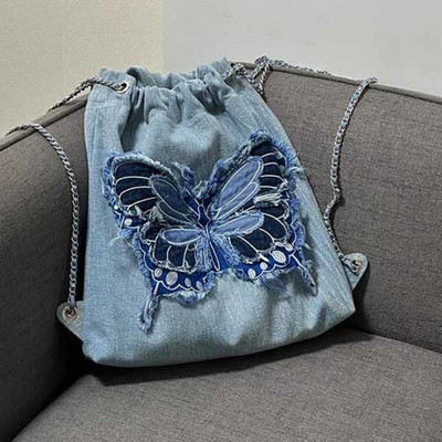 Κορεατική μόδα σακίδιο πλάτης για γυναίκες Σακίδιο πλάτης με σχέδιο κέντημα πεταλούδας για γυναίκες Casual γυναικεία τσάντες πλάτης υψηλής χωρητικότητας Chic τσάντες