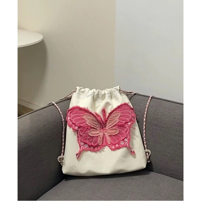 Κορεατική μόδα σακίδιο πλάτης για γυναίκες Σακίδιο πλάτης με σχέδιο κέντημα πεταλούδας για γυναίκες Casual γυναικεία τσάντες πλάτης υψηλής χωρητικότητας Chic τσάντες