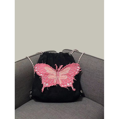 Κορεατική μόδα σακίδιο πλάτης για γυναίκες Σακίδιο πλάτης με σχέδιο κέντημα πεταλούδας για γυναίκες Casual γυναικεία τσάντες πλάτης υψηλής χωρητικότητας Chic τσάντες