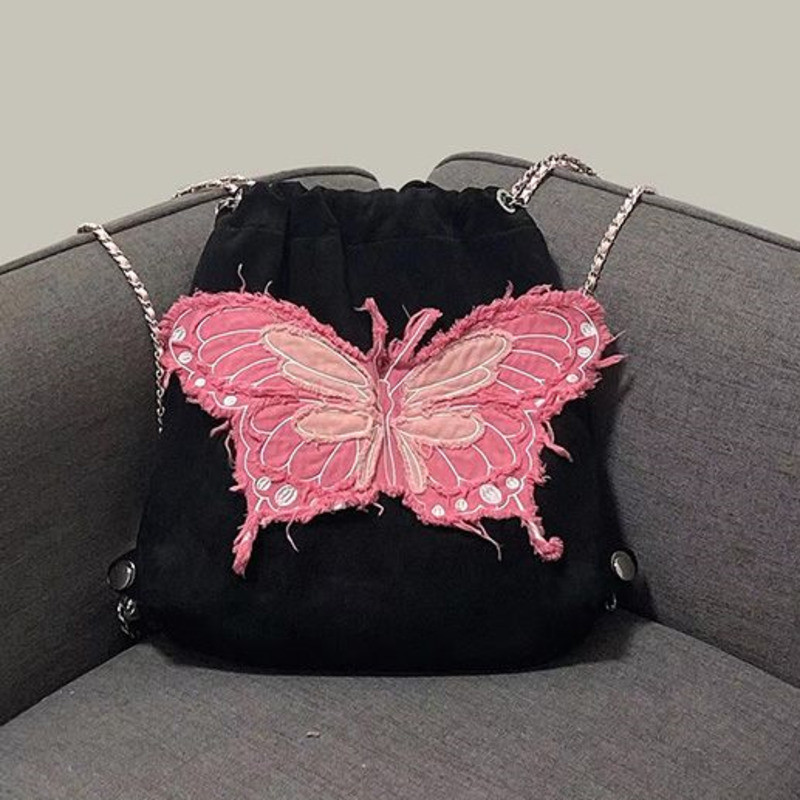 Κορεατική μόδα σακίδιο πλάτης για γυναίκες Σακίδιο πλάτης με σχέδιο κέντημα πεταλούδας για γυναίκες Casual γυναικεία τσάντες πλάτης υψηλής χωρητικότητας Chic τσάντες